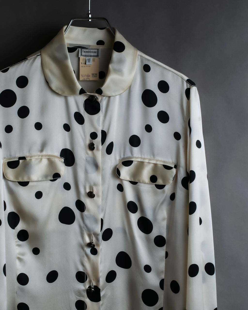 "GIANNI VERSACE" Irregular dot pattern silk shirt