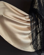 "LANVIN en Bleu" Flowers black lace layered skirt