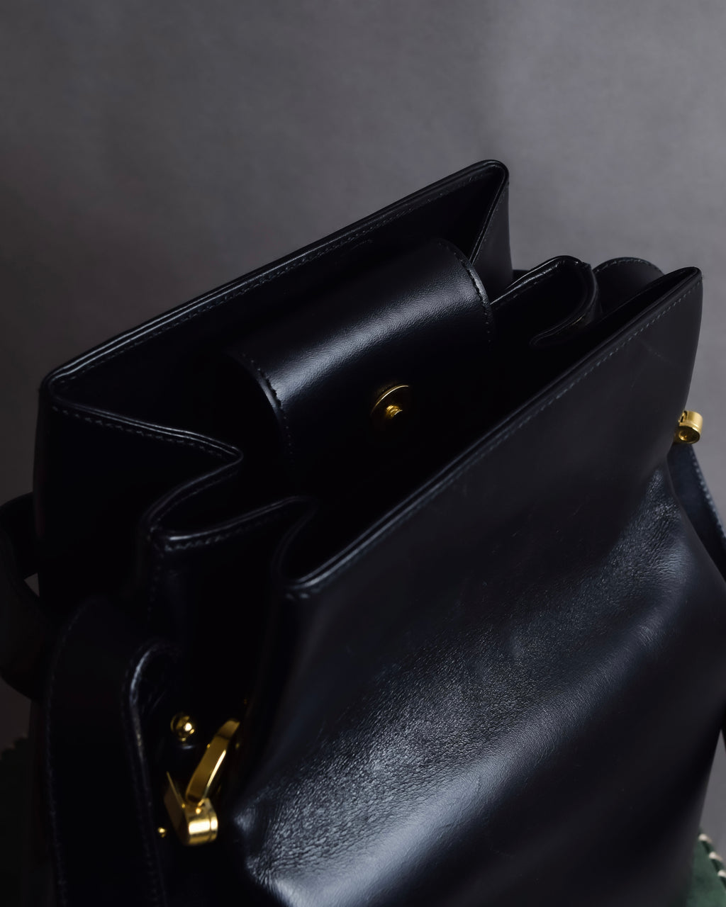 "Salvatore Ferragamo" Architectural trapezoid shape gancini leather shoulder bag