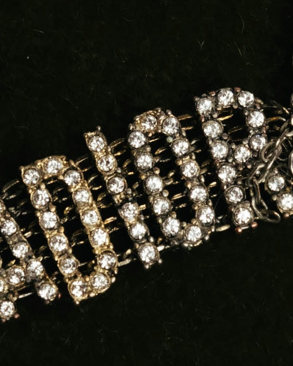 "Christian Dior" Rhinestone logo choker necklace