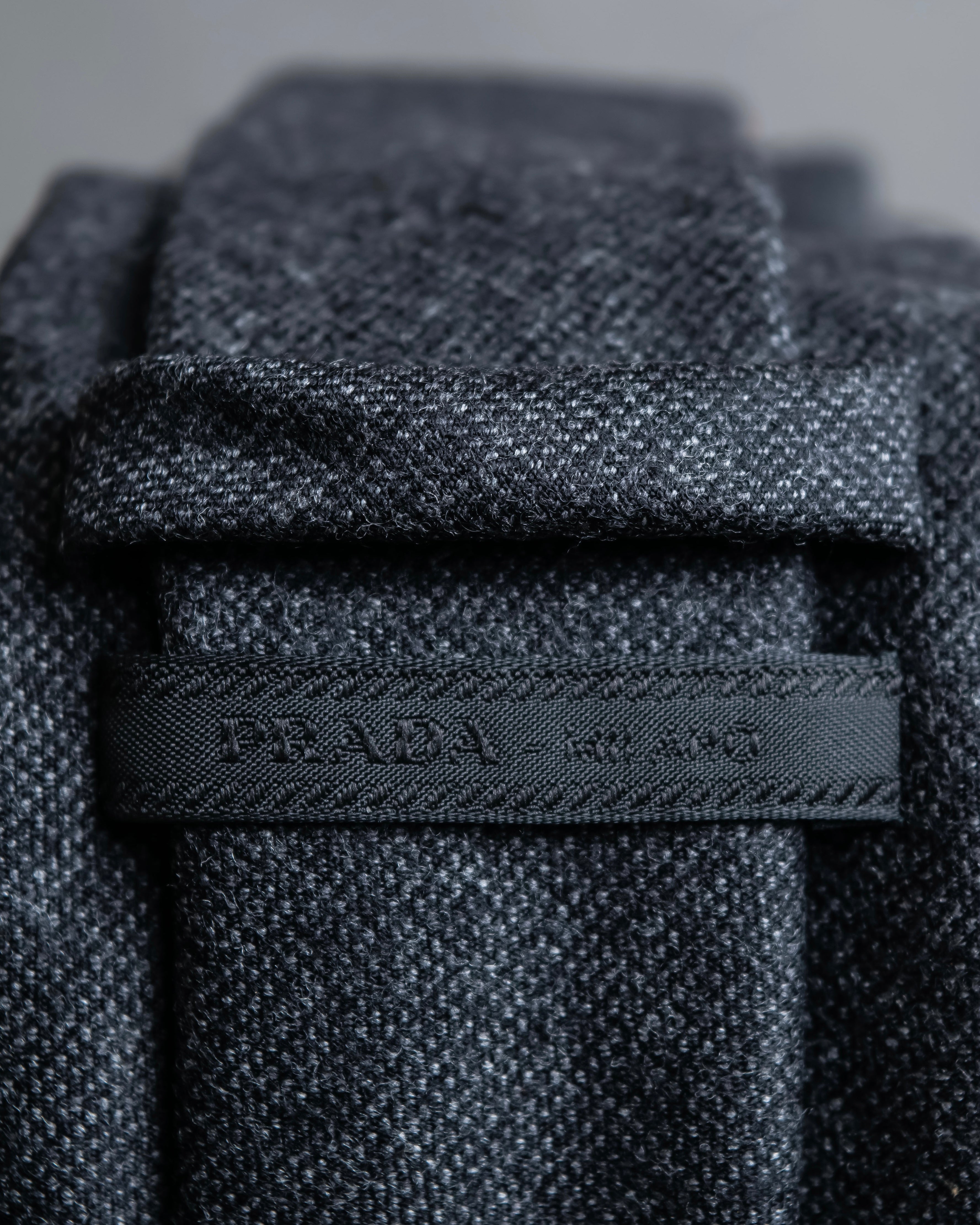 "PRADA" Heather gray wool narrow neck tie
