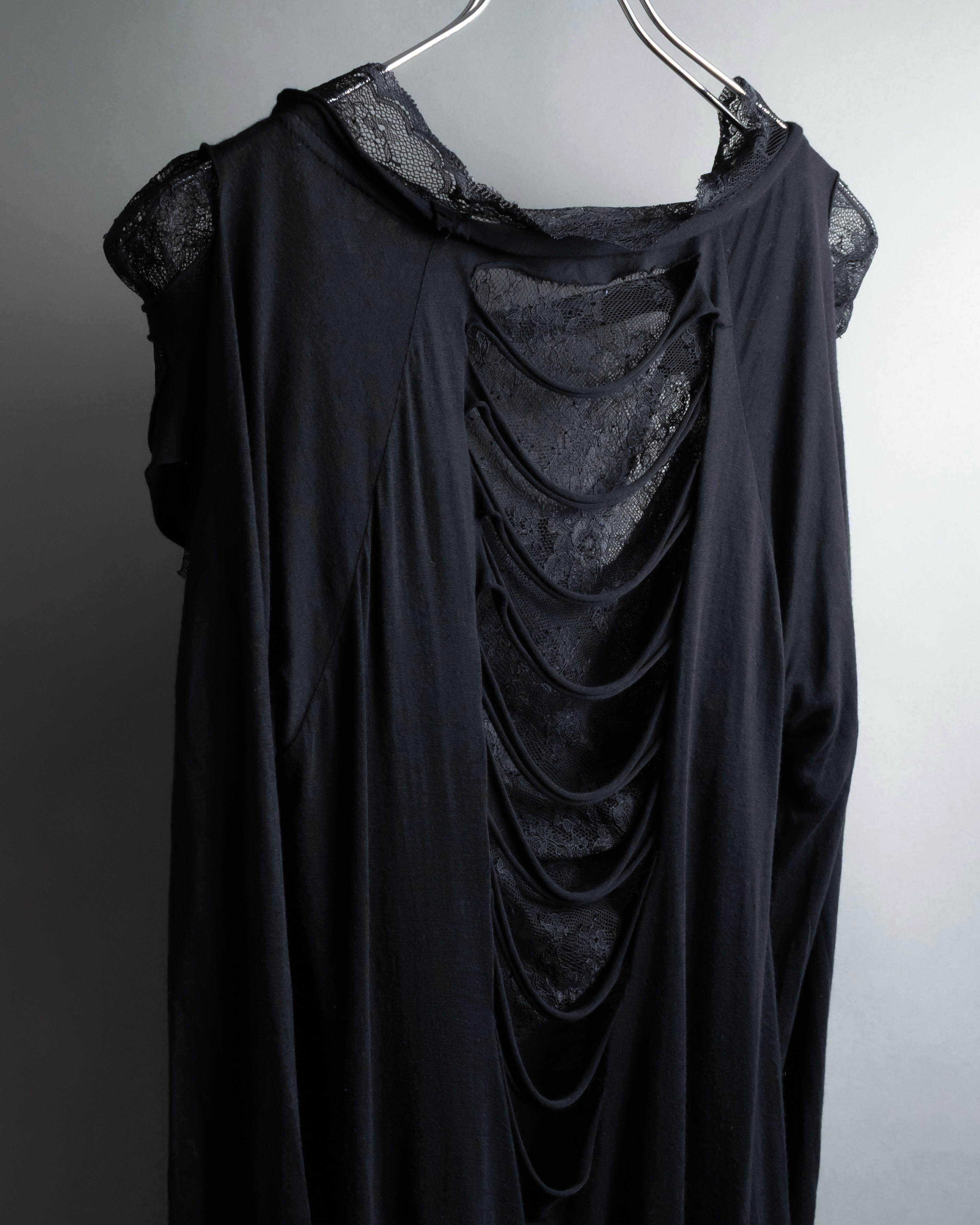 "RED VALENTINO" Distressed tulle skirt docking long pullover