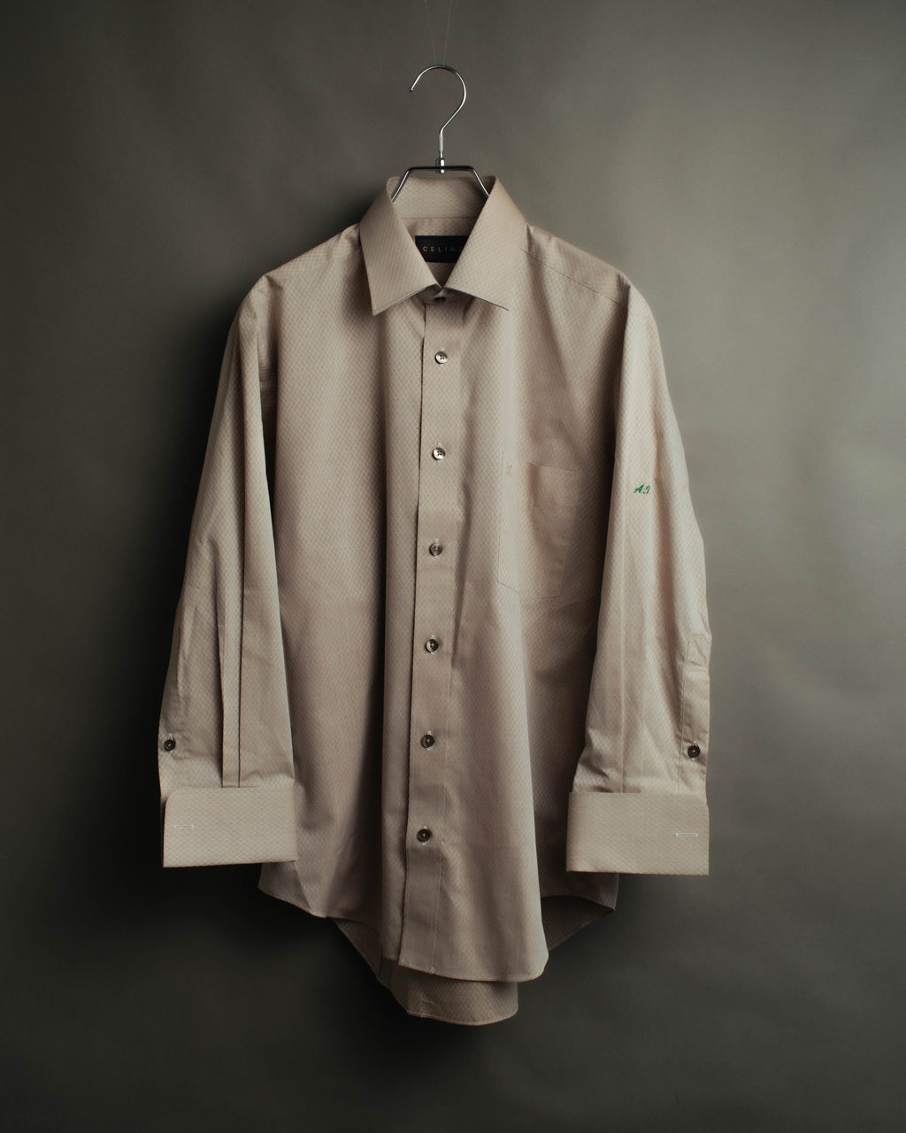 "CELINE" 80's-00's Classic diamond check long sleeve dress shirt