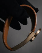 "Salvatore Ferragamo" 95’s-05’s Gancini clasp vacchetta leather bracelet