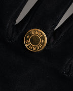 “HERMES” 90’s-00’s Gauntlet serier button suede gloves
