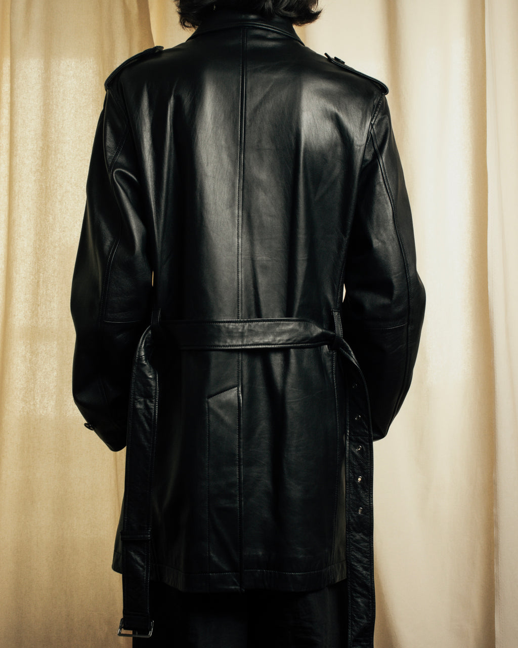 "DURBAN" Double zipper sheepskin leather coat