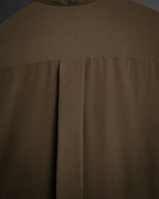 “HERMES” 2018-2024 Minimal band collar silk shirt