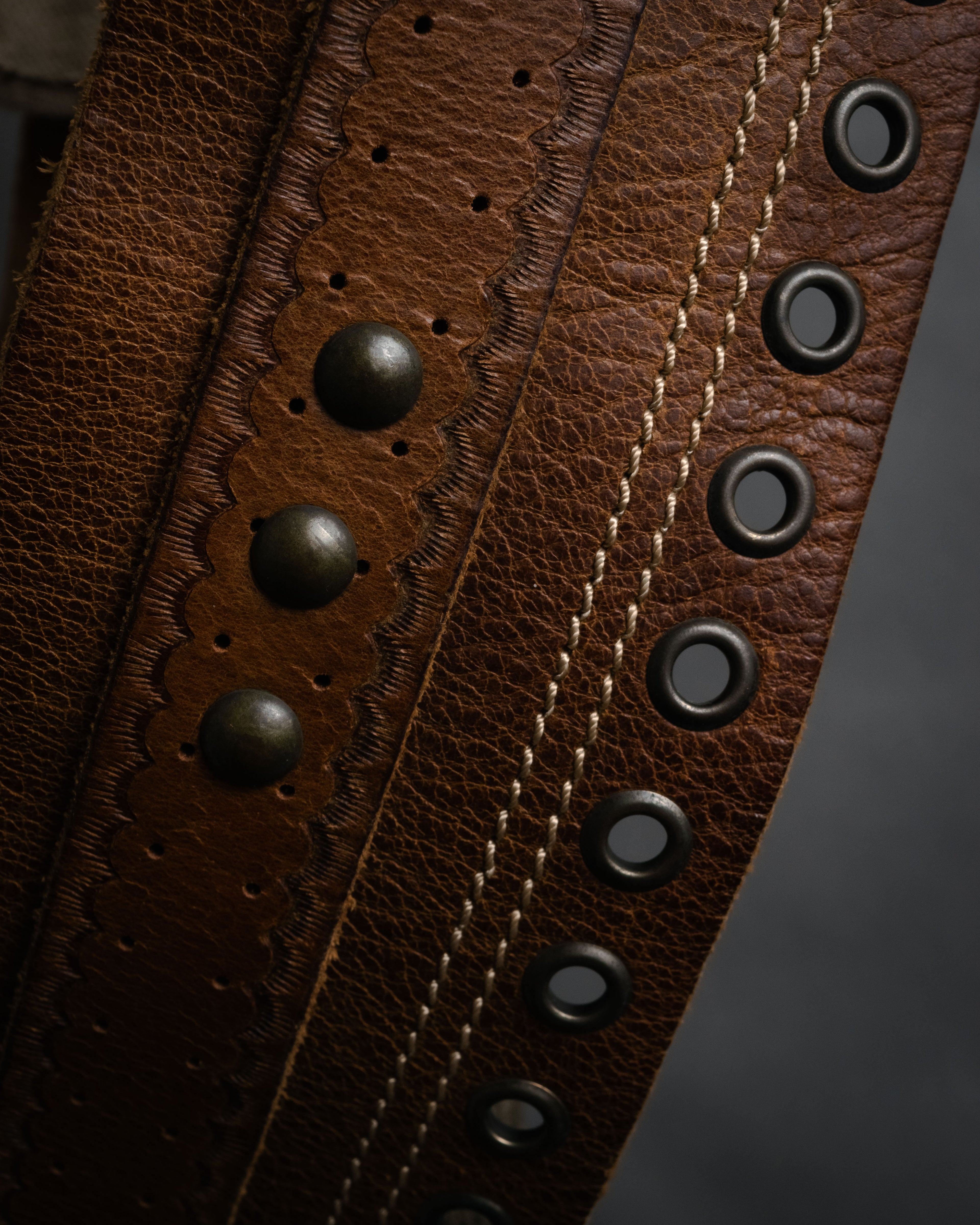 “DIESEL” 2000’s Studded craft leather belt