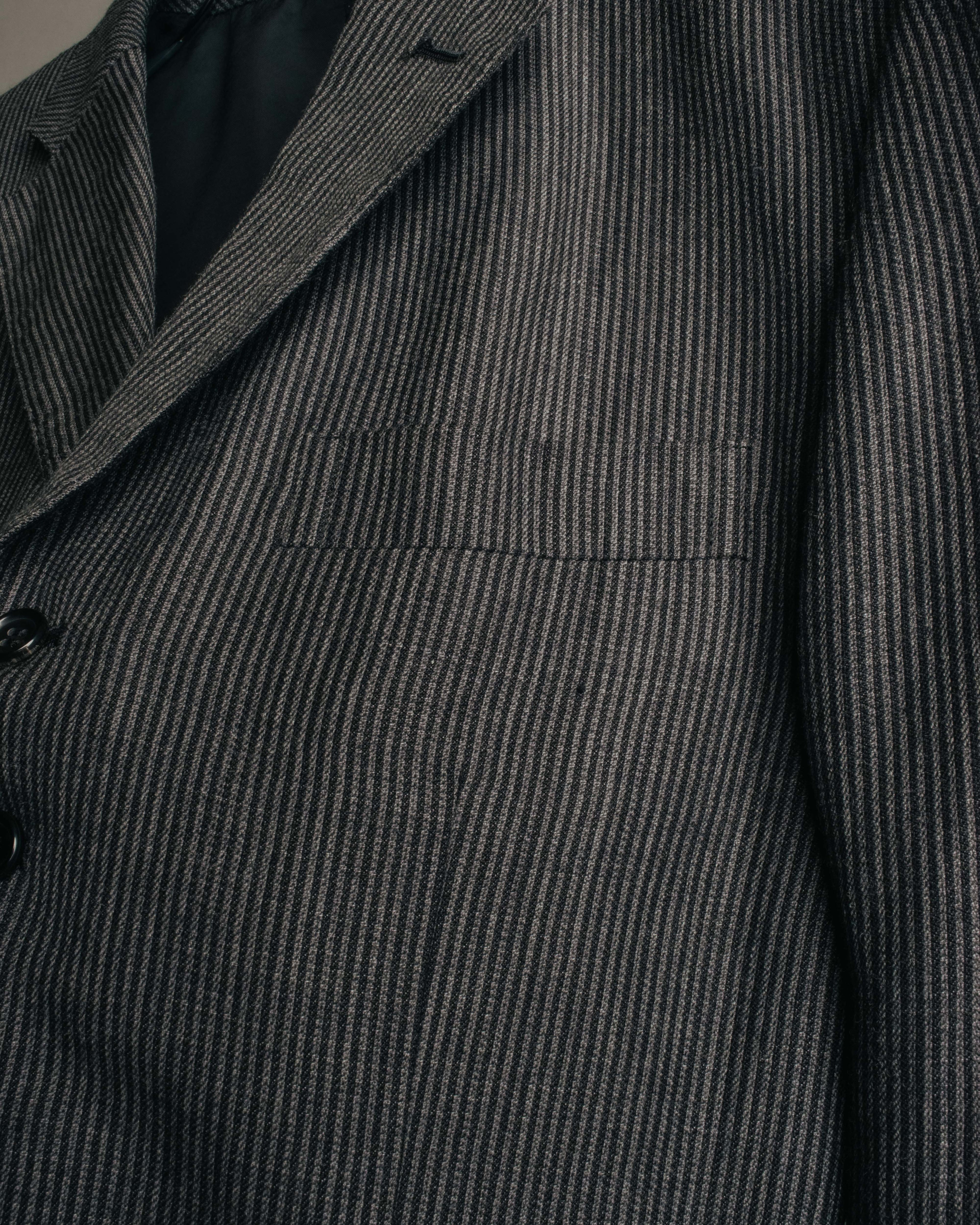 "COMME des GARÇONS HOMME" 10SS Vintage multi-button hickory stripe linen wool jacket