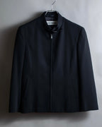 “ISSEY MIYAKE” Chin belt designed stand collar jacket