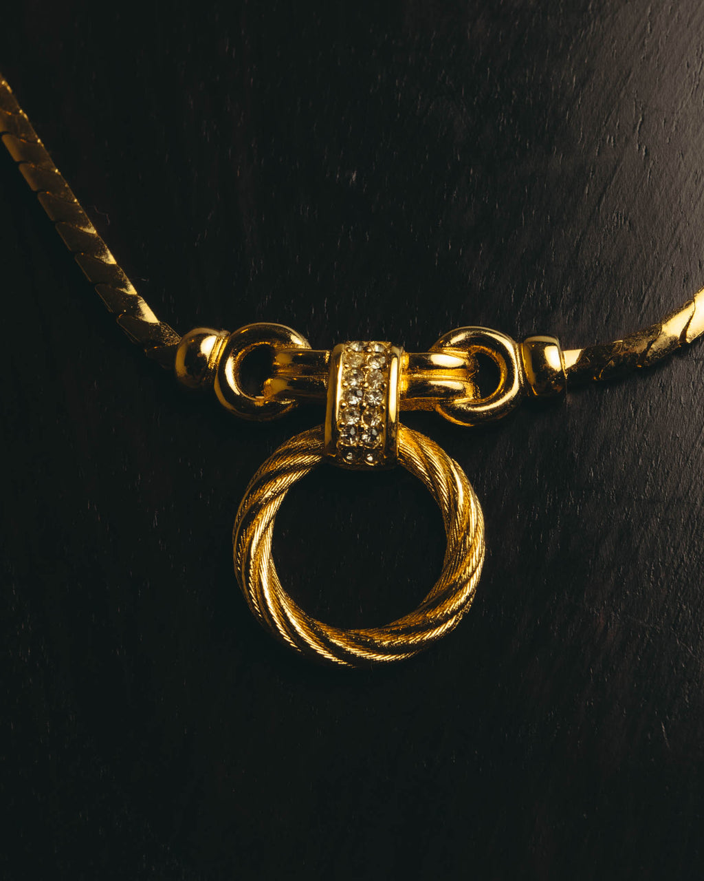 "Christian Dior" 80's-90's Gold tone rhinestone necklace