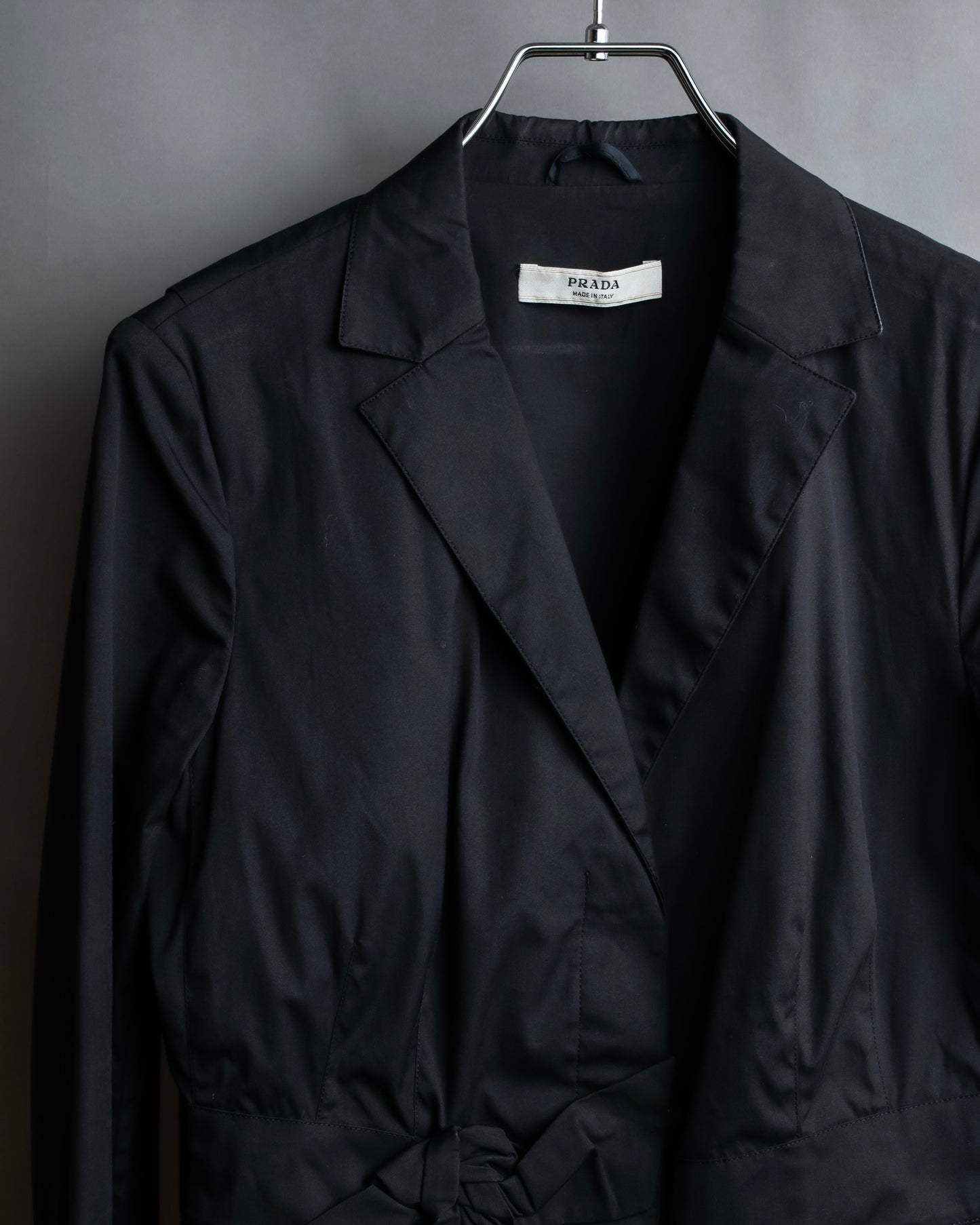 "PRADA" gathered detail cotton tailored jacket