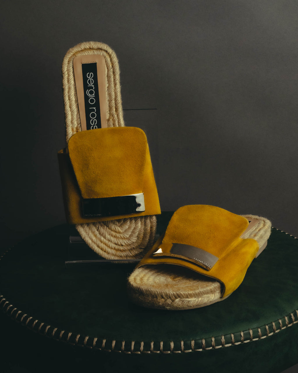 “Sergio Rossi” 2017-2023 suede sr1 espadrille slide sandals