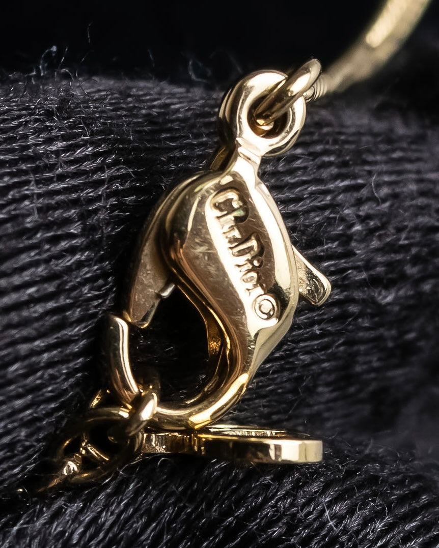 "Christian Dior" Pearl bijou gold chain necklace