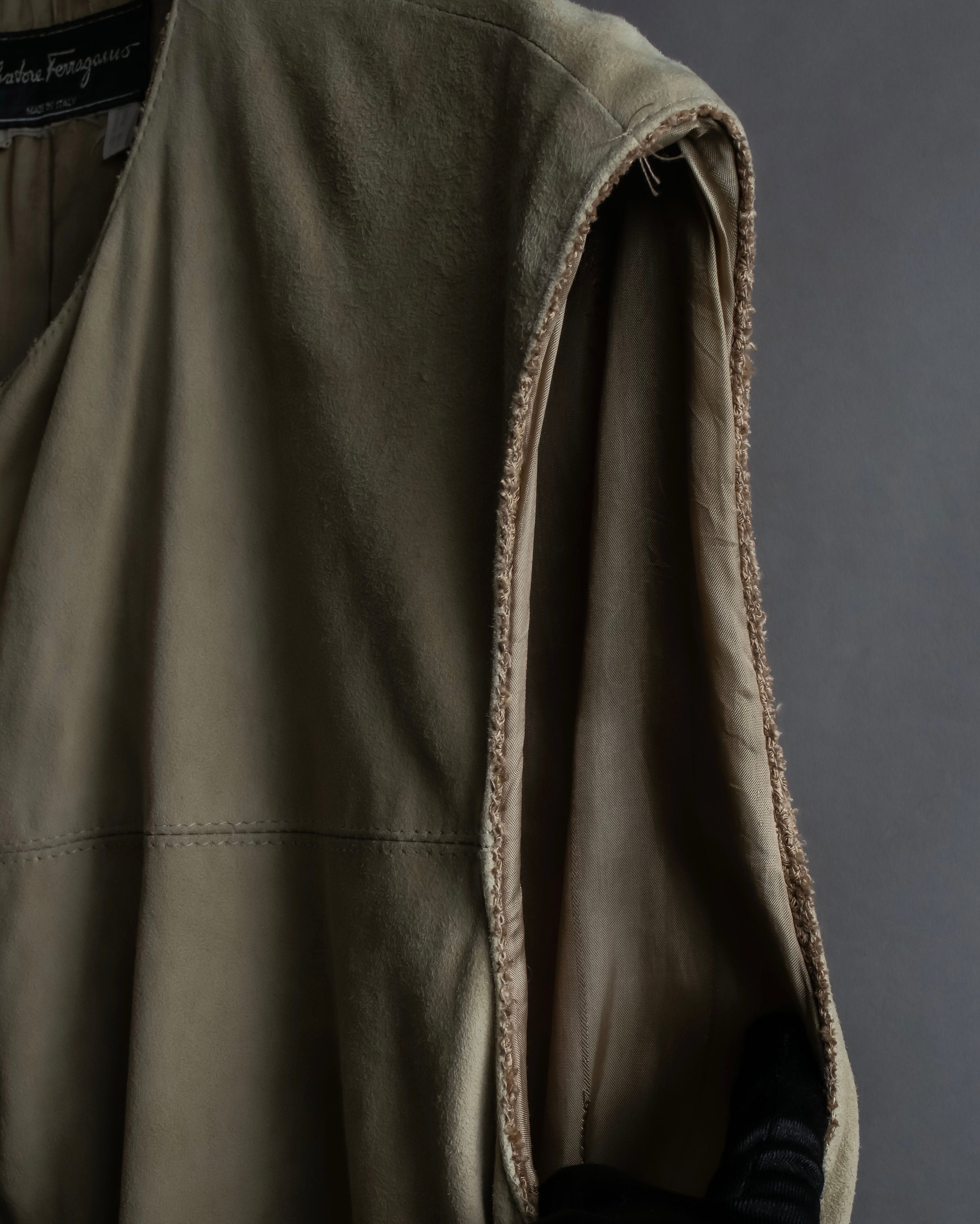 "Salvatore Ferragamo" Belted suede sleeveless dress