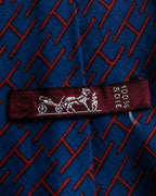 "HERMES" Geometric pattern H motif silk necktie