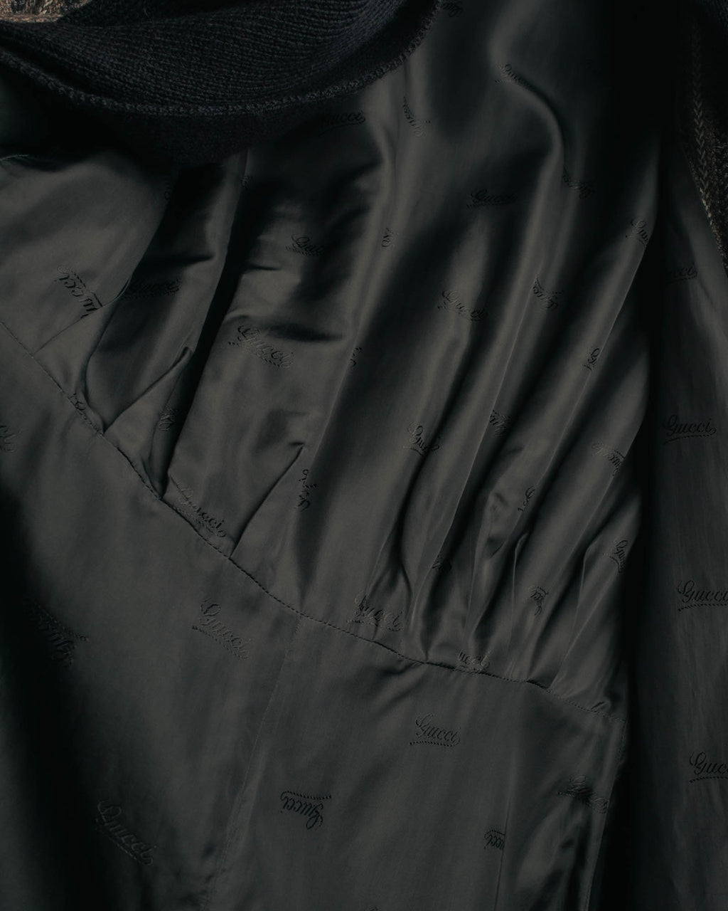 -SPECIAL- “GUCCI” 80’s-90’s Textured striped shawl collar long coat