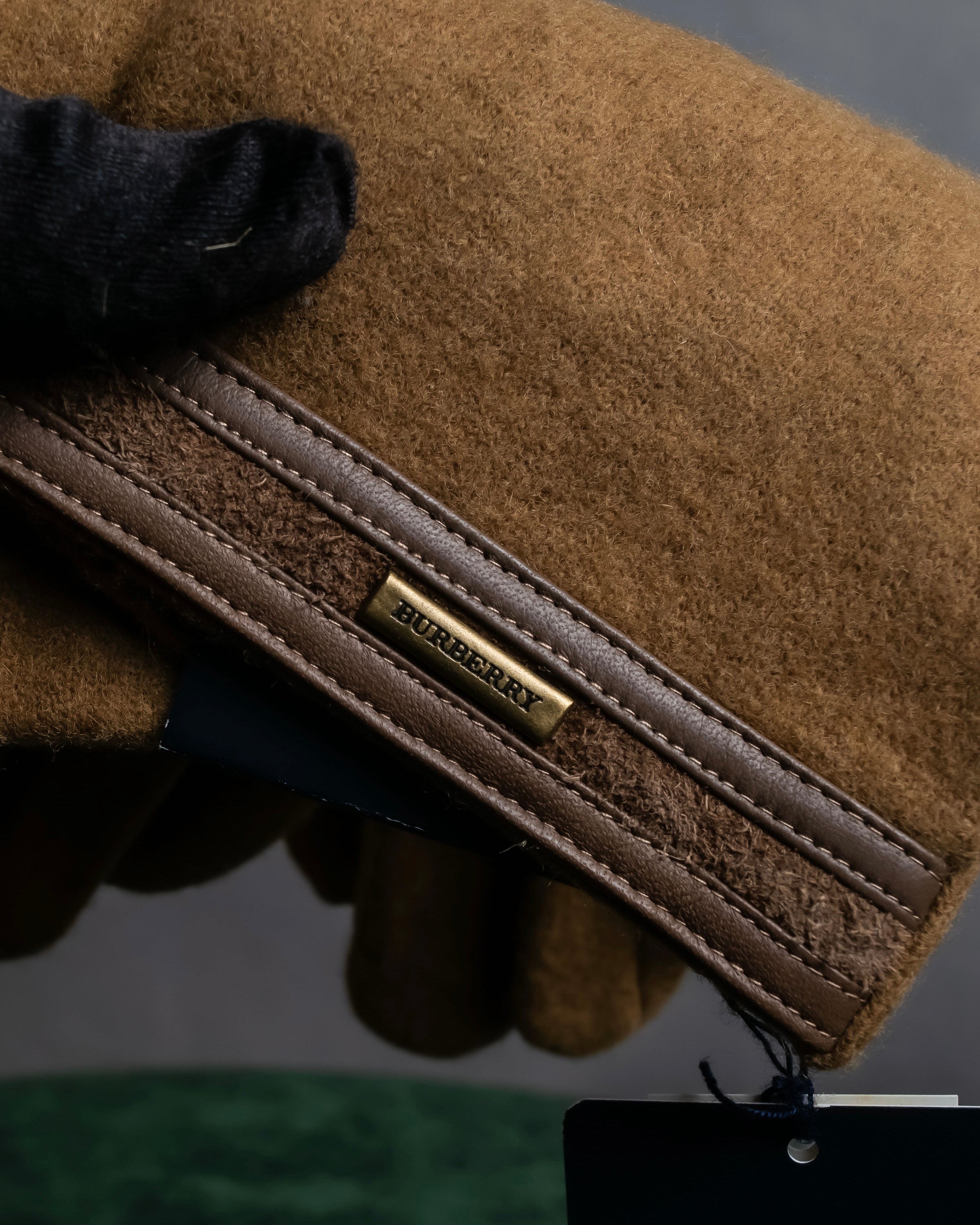 "BURBERRY" Cashmere blend design suede leather gloves