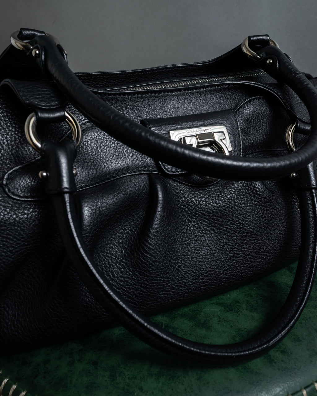 "Salvatore Ferragamo" Gancini motif gathered design leather bag