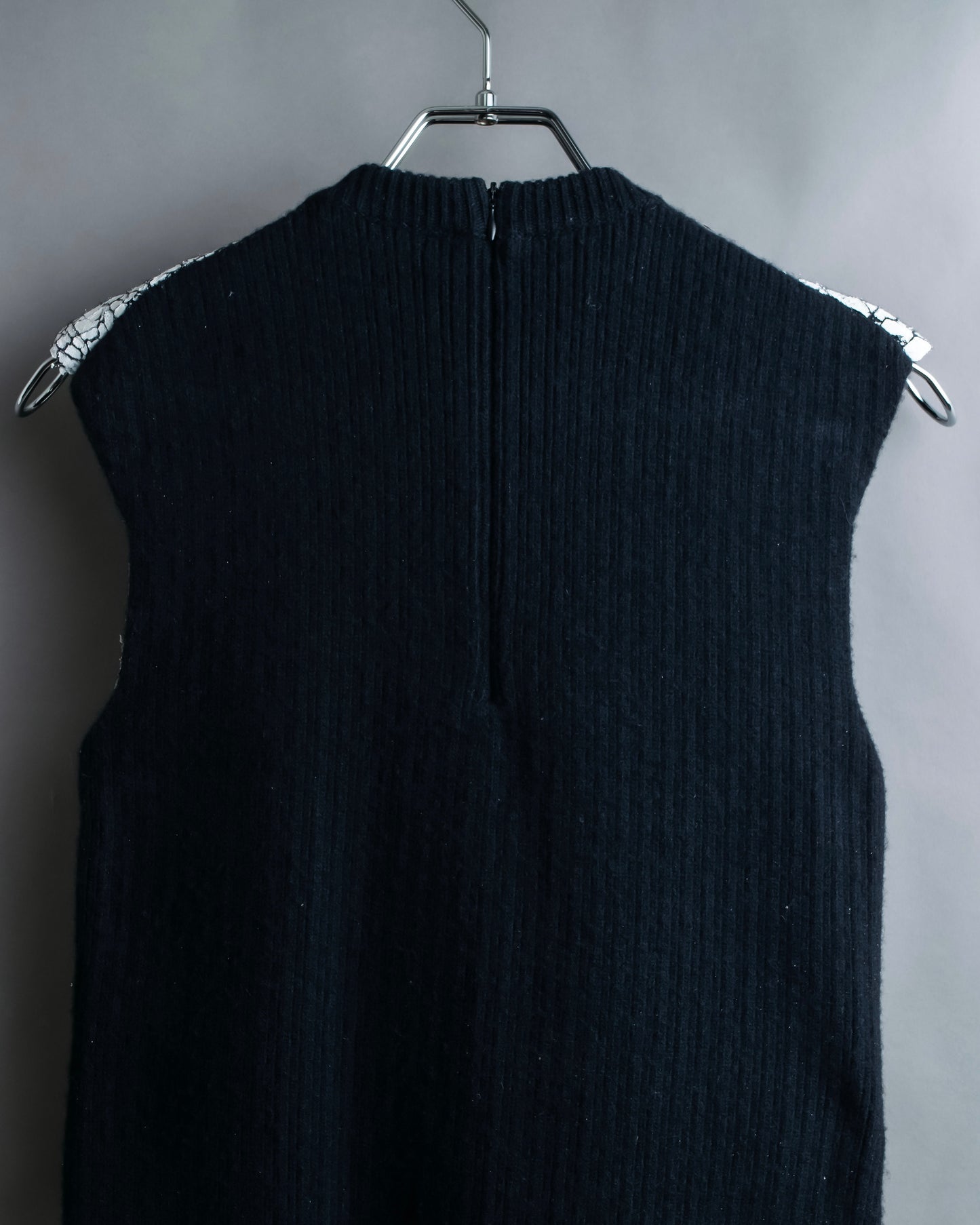 "BALENCIAGA" cracked wool sleeveless dress