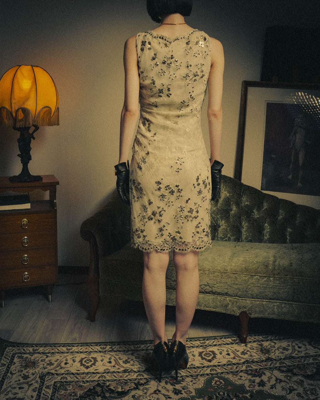 –SPECIAL– "VALENTINO" 00's-10's Embellished lace cocktail dress