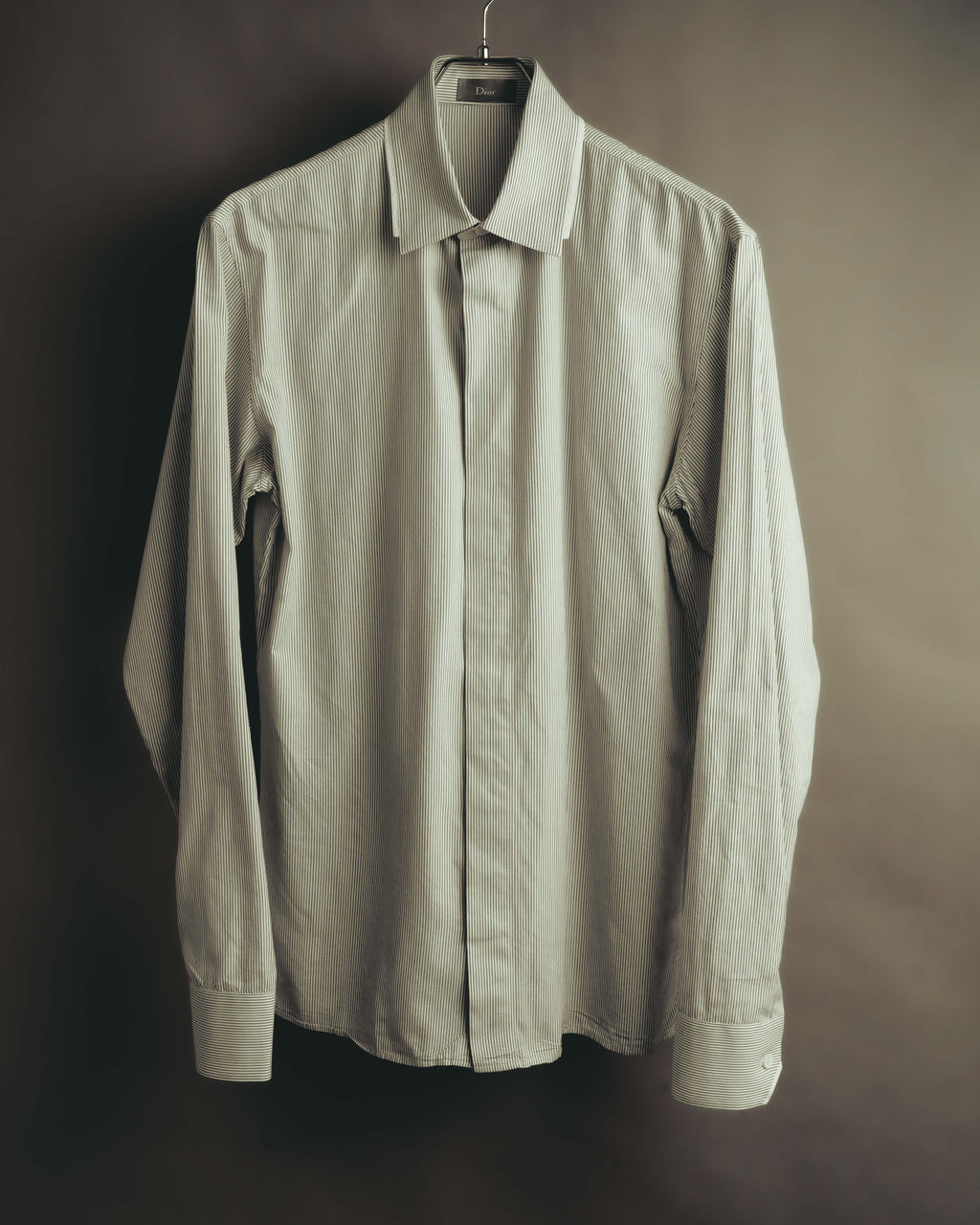 -SPECIAL- "Dior" 00's-10's Fine pinstripe concealed placket dress shirt