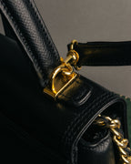 “Valentino Garavani” 90’s-00’s Structured V logo leather handbag