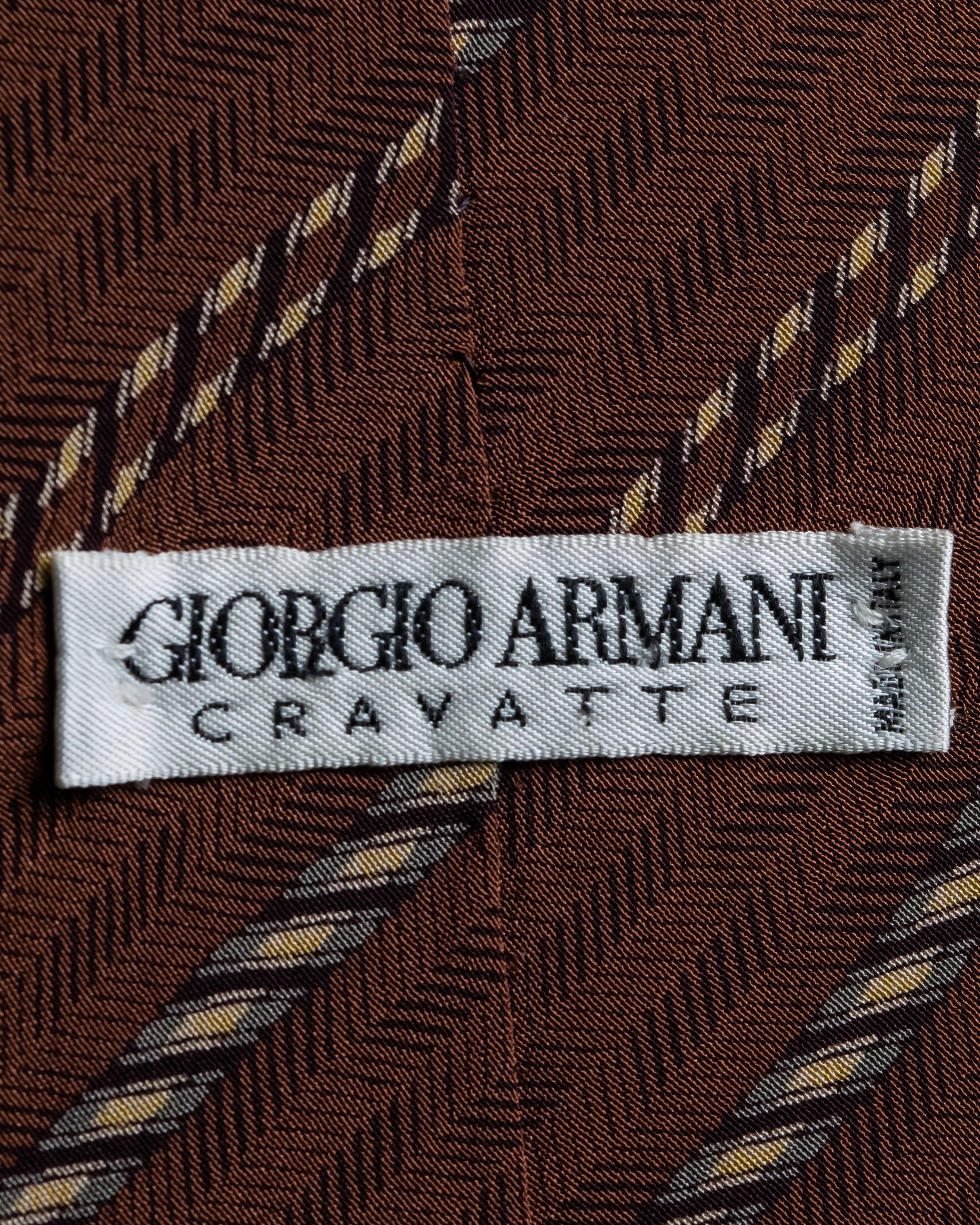 "GIORGIO ARMANI" Double line stripe pattern silk necktie