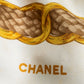 "CHANEL" 100% silk chain pattern large scarf