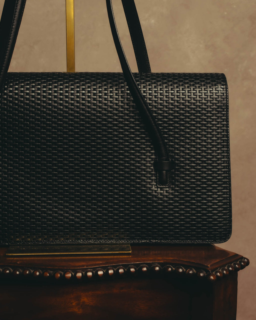 "Salvatore Ferragamo" 90's-00's Woven leather shoulder handbag