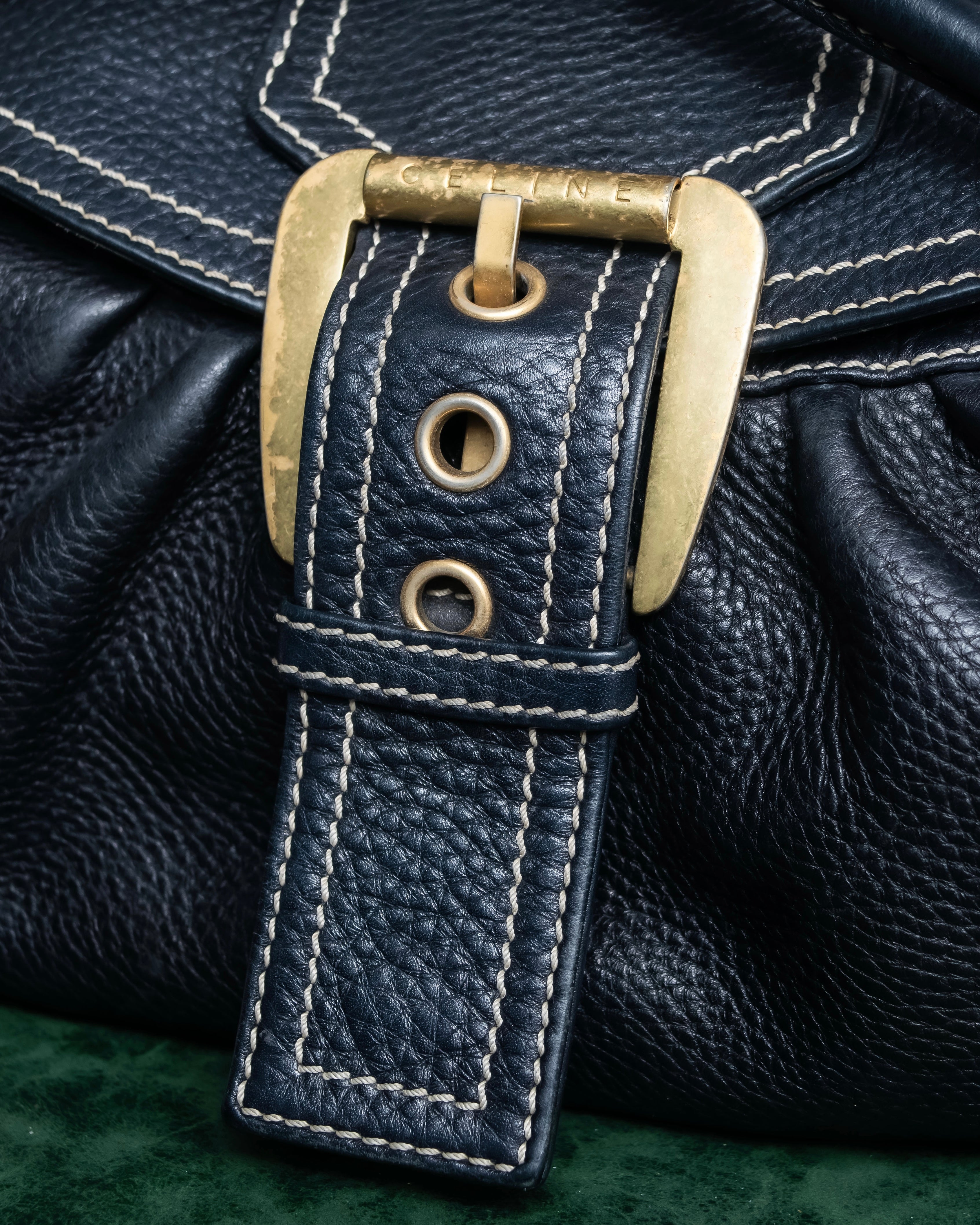 "CELINE" Gold buckle design large shoe bag shoulder bag