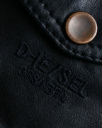 "DIESEL" Oversized stand collar lamb leather jacket