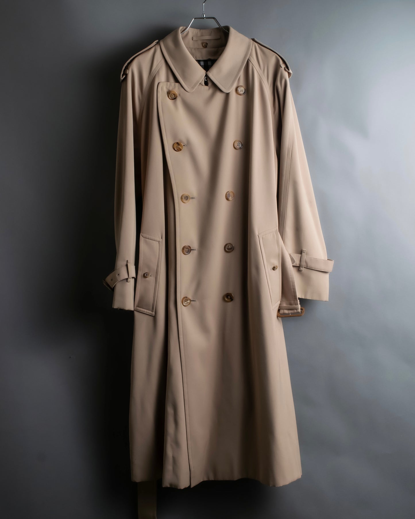 "BURBERRY" Military detail belted maxi length trench coat