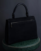 "JEAN PAUL GAULTIER" Front clasp design suede leather hand bag