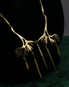 "Christian Dior" Branched leaf motif gold necklace