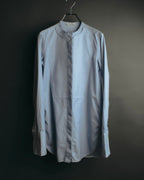 "CÉLINE" 10's Textured cotton collarless tunic shirt