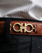 "Salvatore Ferragamo" Gancini motif chain design leather belt