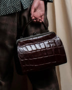 "JEAN PAUL GAULTIER" Logo engraved crocodile embossed 2way leather bag