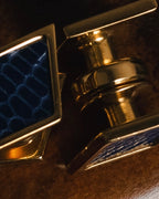 "HERMES" 90’s-00’s diamond inlay lizard cufflinks