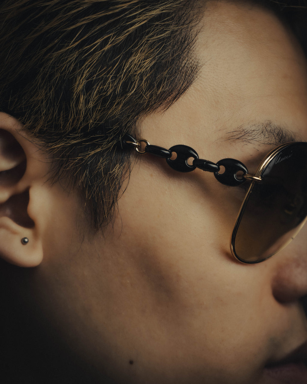 -SPECIAL- "Gucci" 00's Vintage aviator sunglasses with marina chain temples