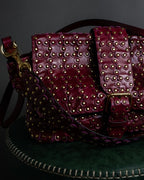 "RED VALENTINO" Flower puzzle motif stud design leather bag