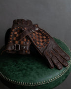 "Vivienne Westwood" Orb design checker panel pattern leather gloves