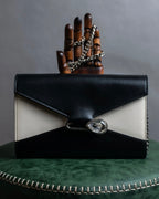 "Alexandar McQueen" Two-tone crystal clasp leather shoulder wallet