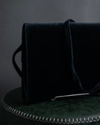 "Salvatore Ferragamo" Antique jewelry motif design velvet shoulder bag