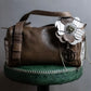 "BEAUGRAND" Flower motif crocodile design leather one handle bag