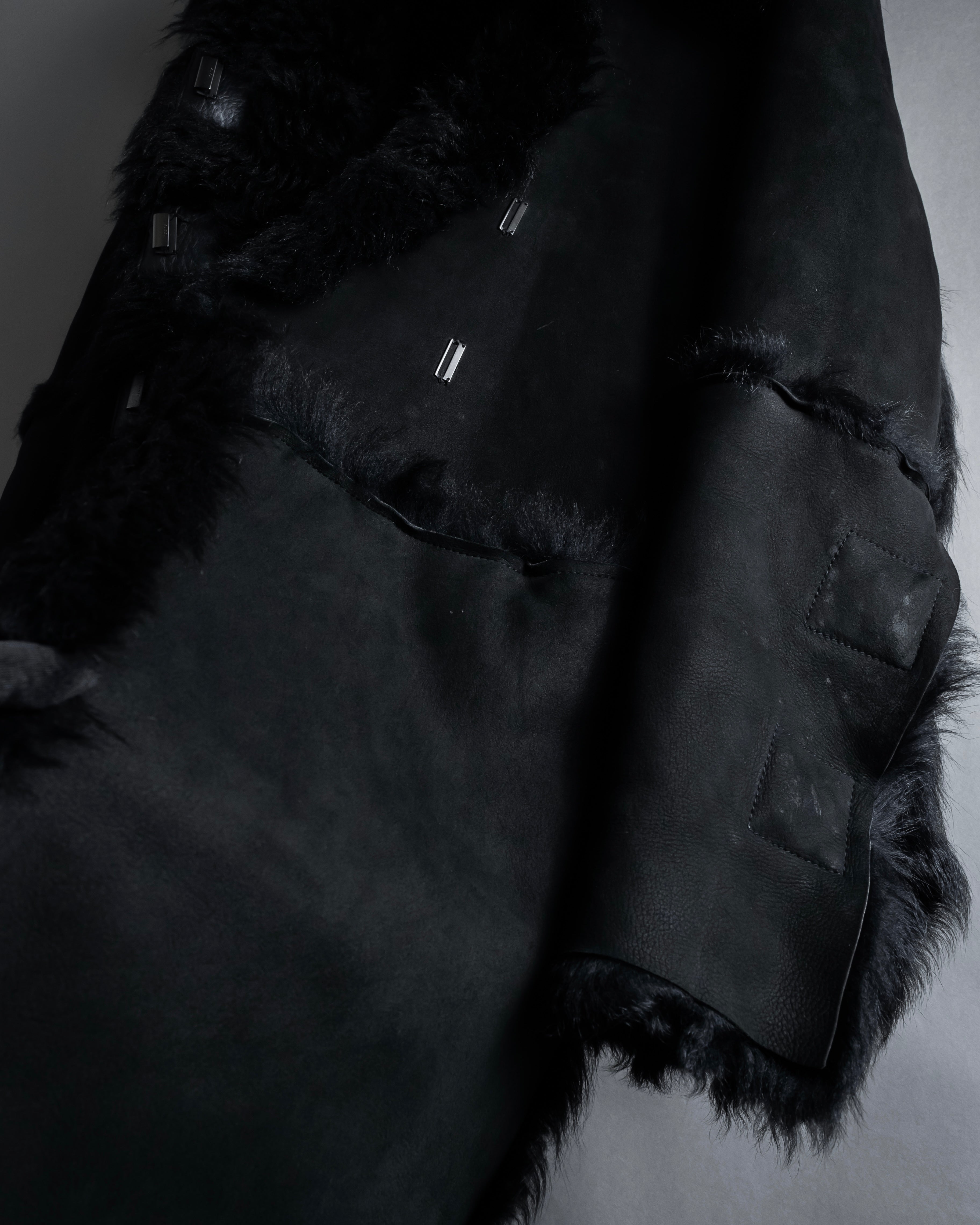 -SPECIAL- "GUCCI" 90's-00's Leather combination fur long coat