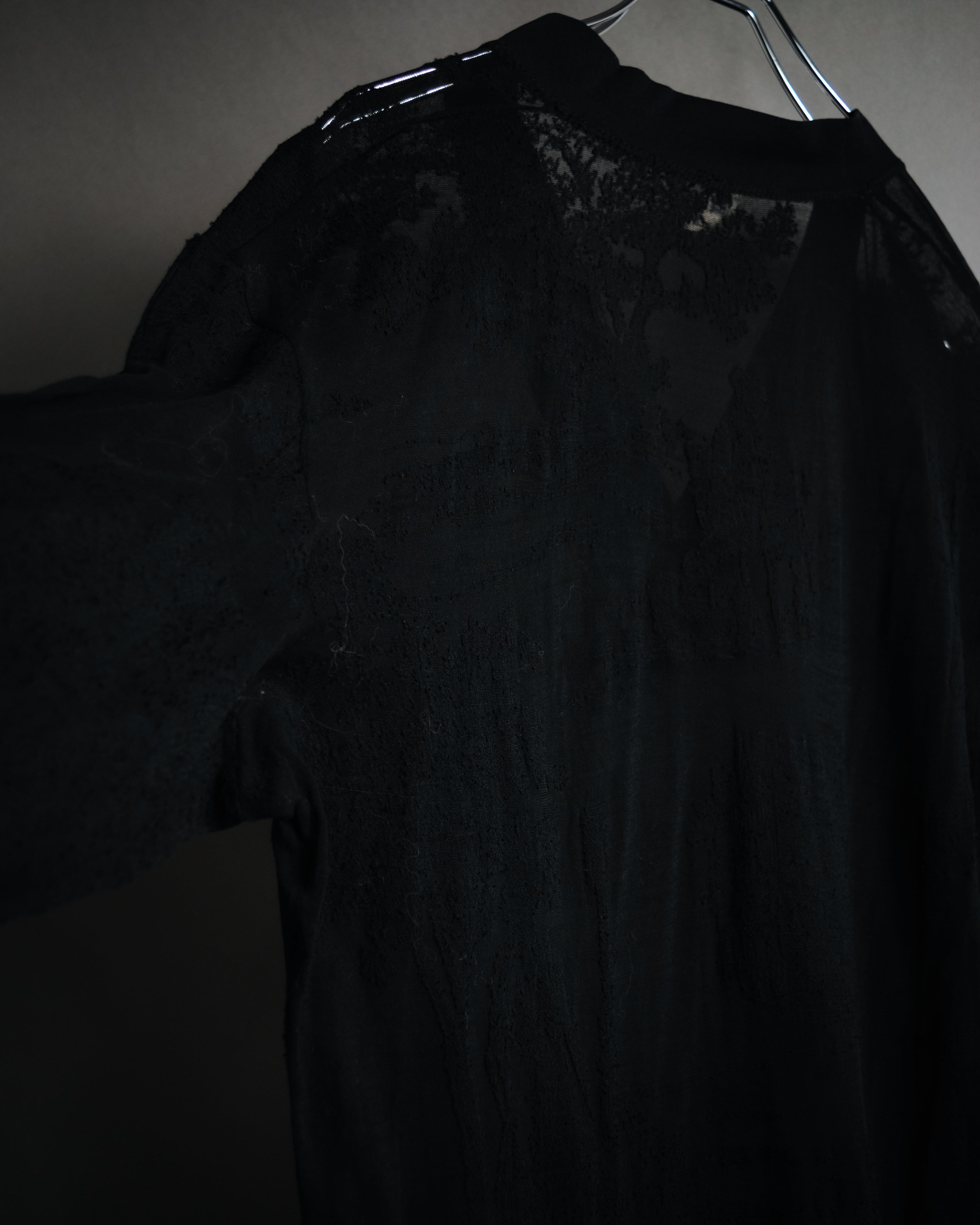 –SPECIAL– "HERMES" 00’s Sheer botanical lace cotton pullover