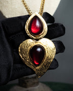 "YVES SAINT LAURENT" Vintage drop motif gold chain necklace