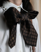 "LOUIS VUITTON" Damier check silk jacquard neck tie