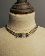 "Christian Dior" Rhinestone logo choker necklace